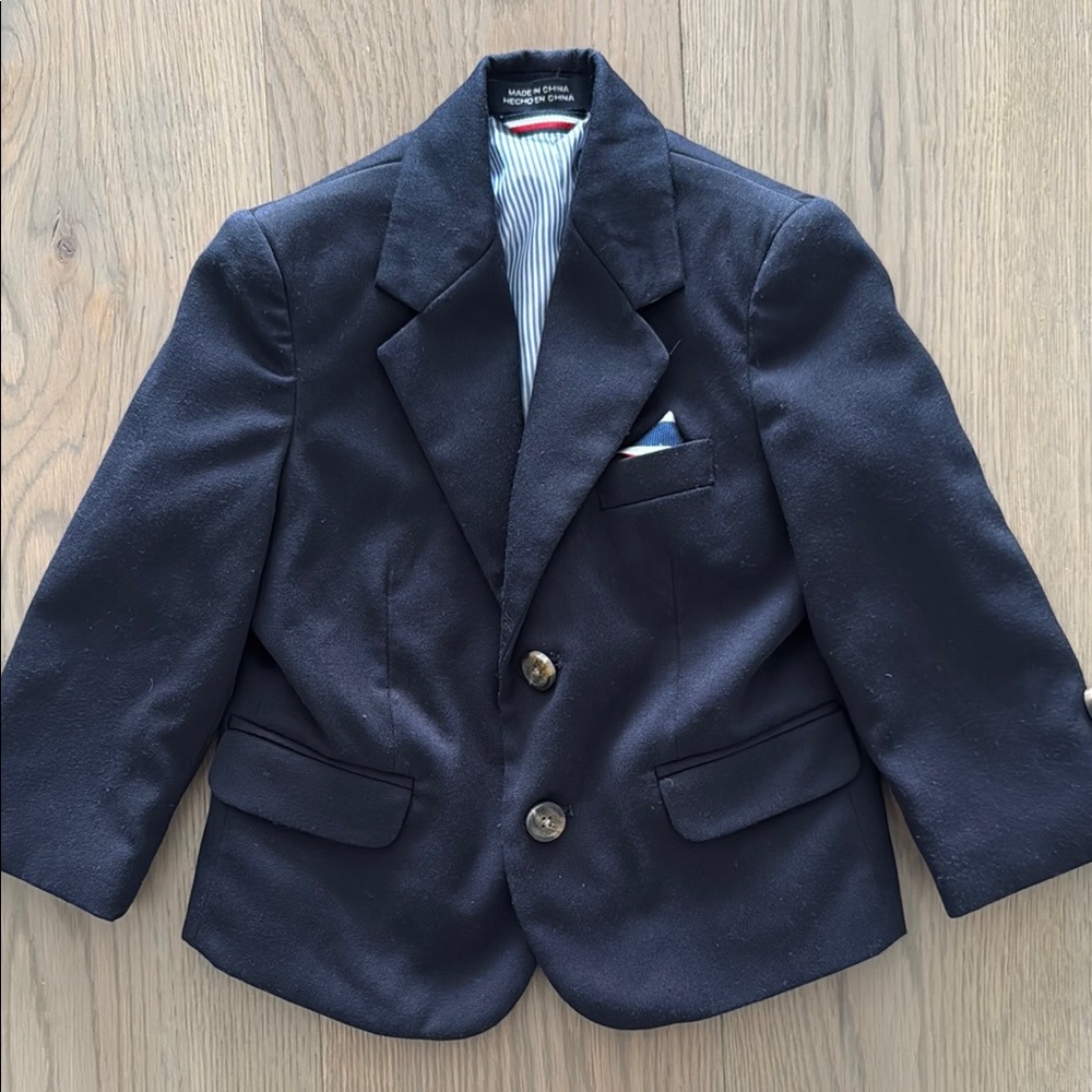 Brooks Brothers Navy Boys Blazer with Pocket Square